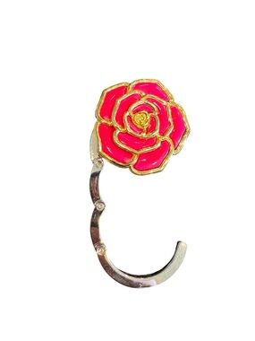 Pink Rose Enamel Purse Hook - Women Jewelry